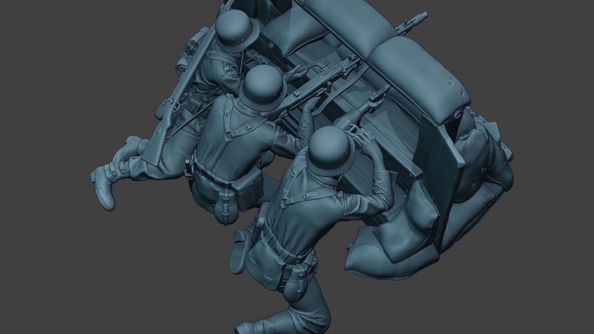 German soldier ww2 MG42 Group G7 3D print model_21