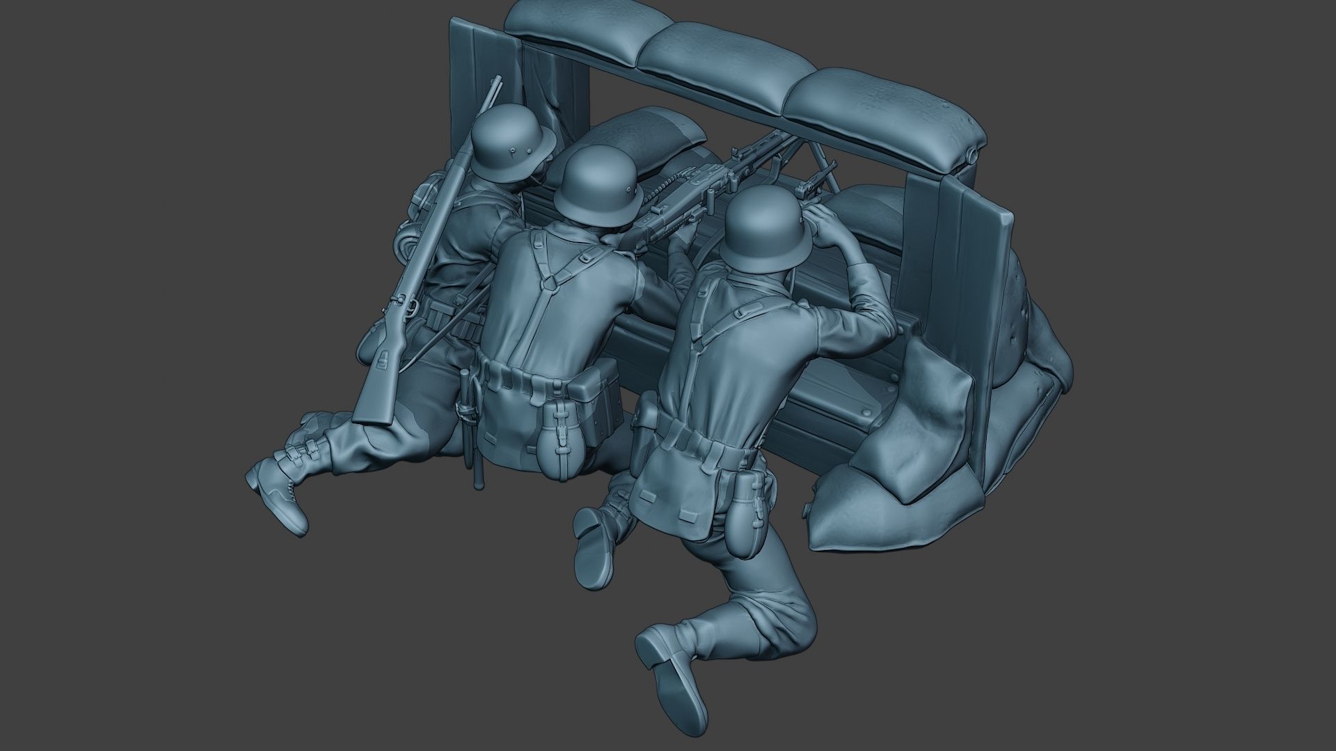 German soldier ww2 MG42 Group G7 3D print model_7