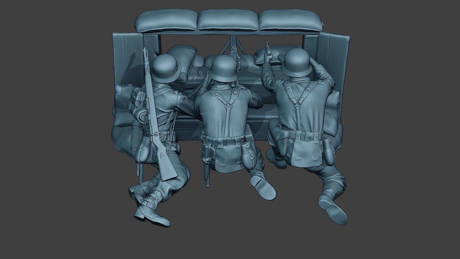 German soldier ww2 MG42 Group G7 3D print model_6