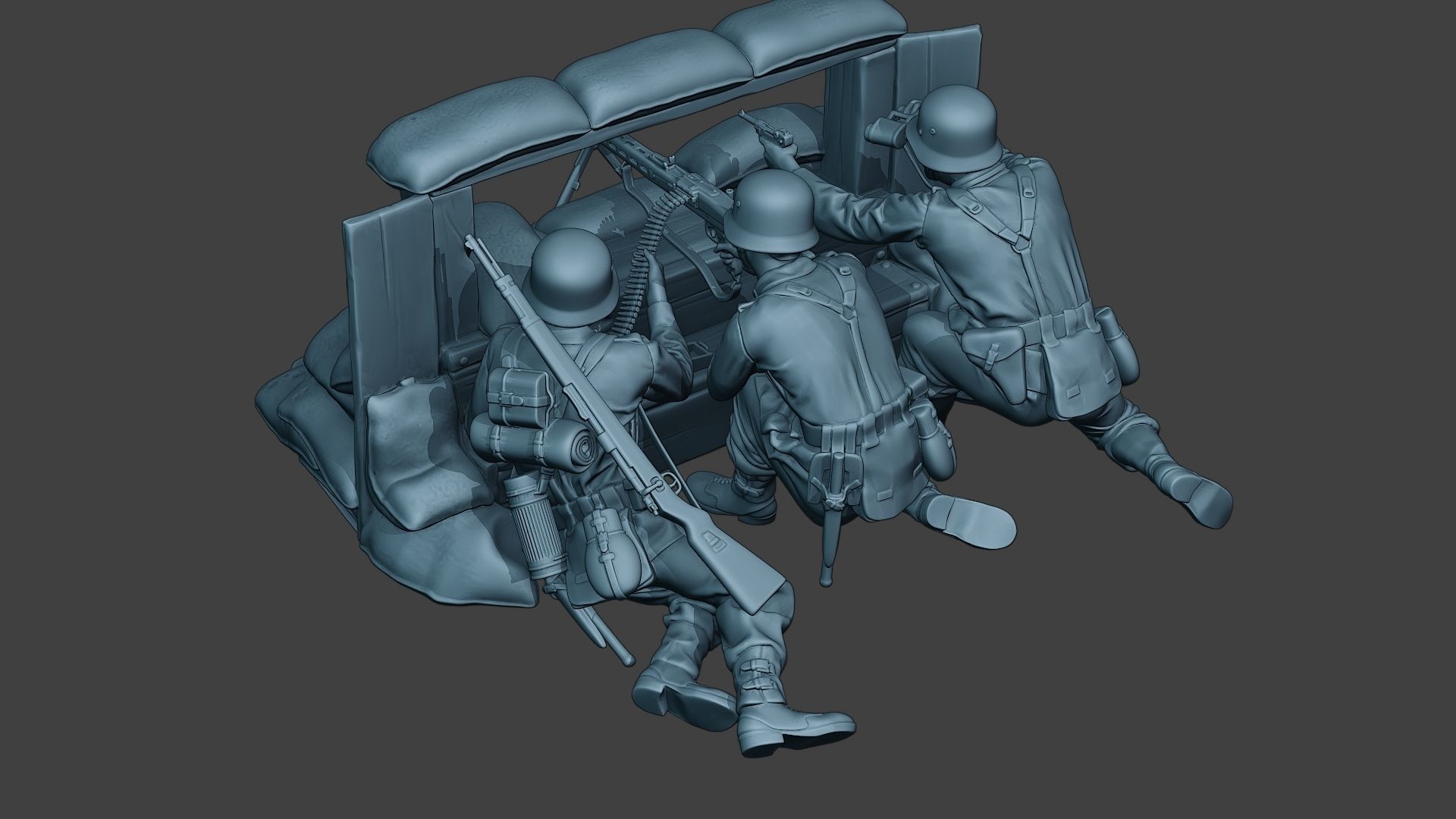 German soldier ww2 MG42 Group G7 3D print model_5