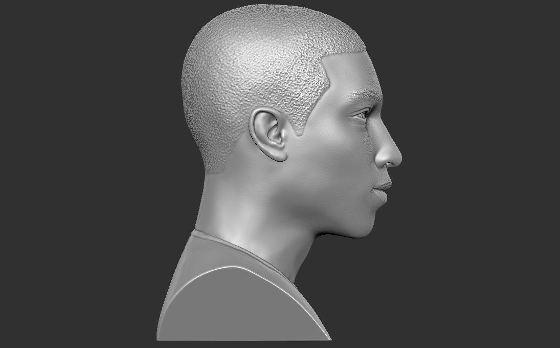 Pharrell Williams bust 3D printing ready stl obj formats 3D print model_13