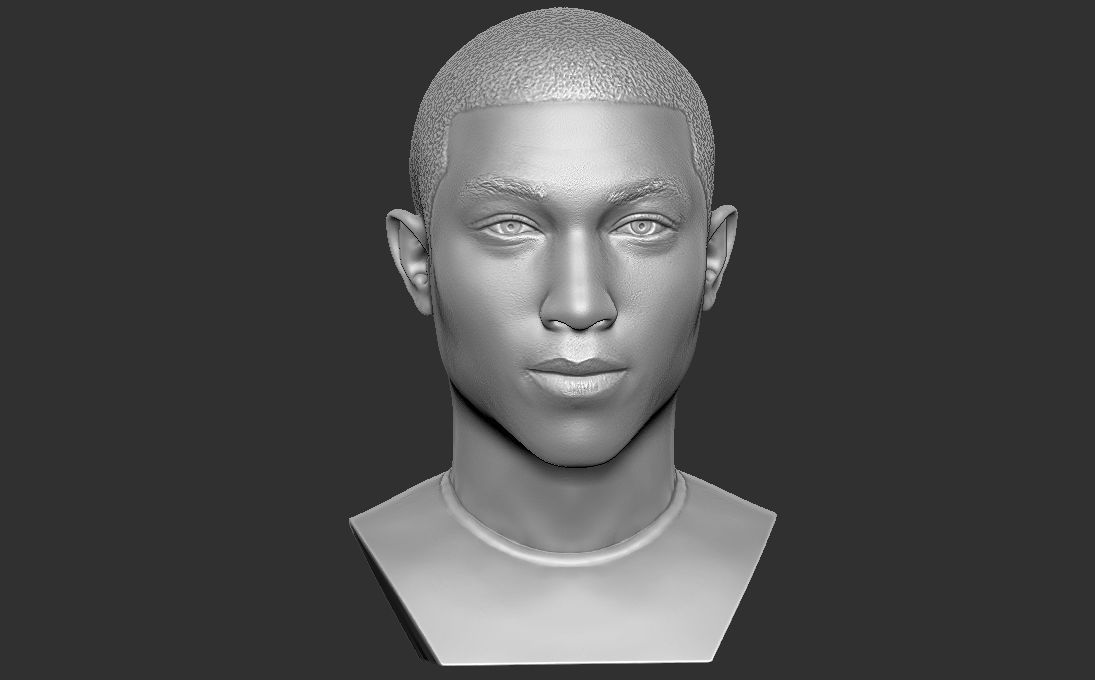 Pharrell Williams bust 3D printing ready stl obj formats 3D print model_17