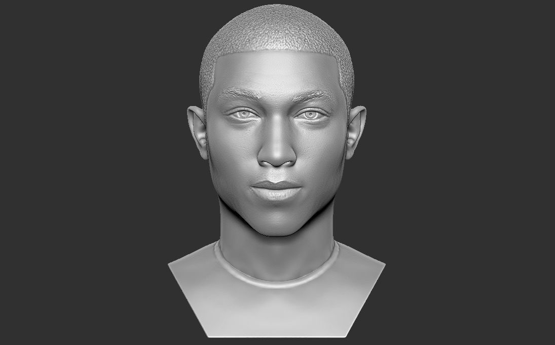 Pharrell Williams bust 3D printing ready stl obj formats 3D print model_5