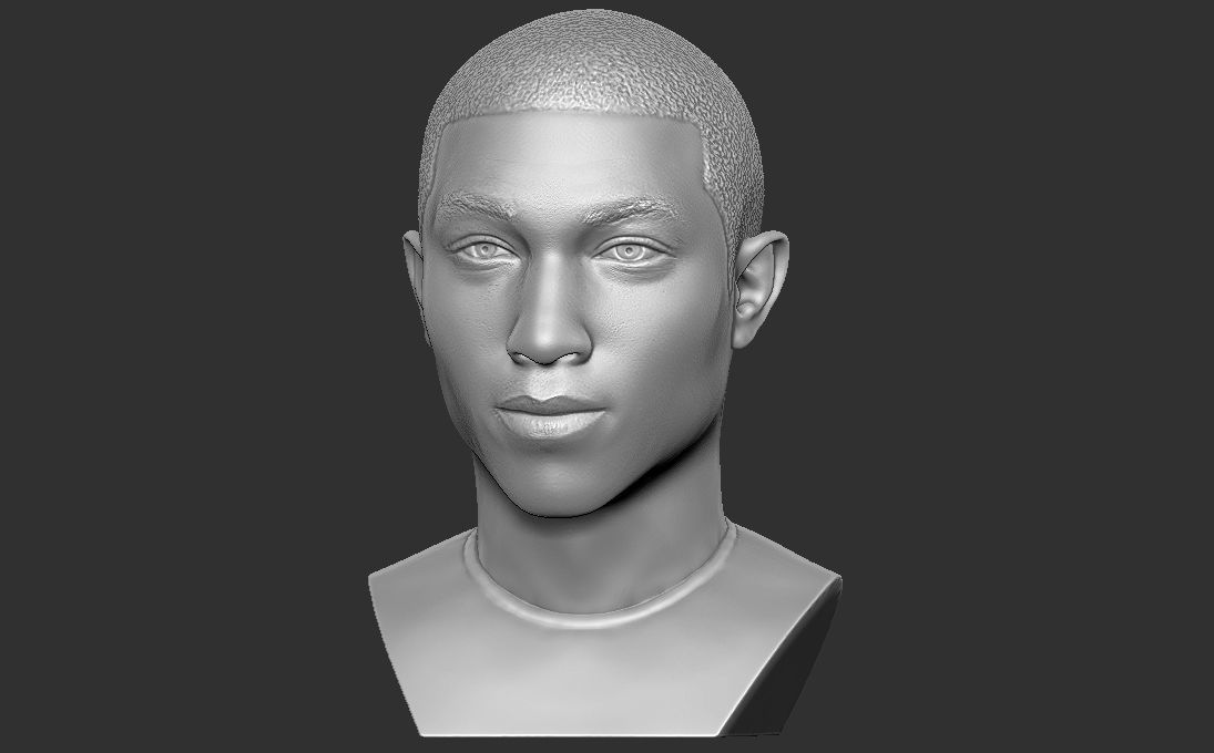Pharrell Williams bust 3D printing ready stl obj formats 3D print model_6