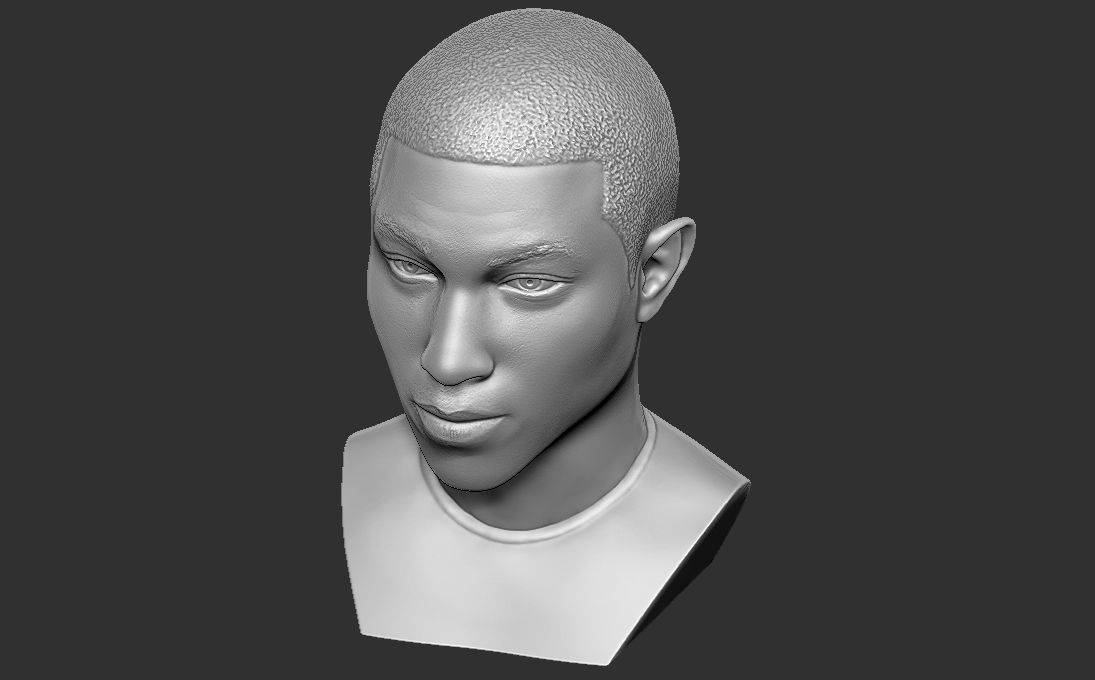 Pharrell Williams bust 3D printing ready stl obj formats 3D print model_19