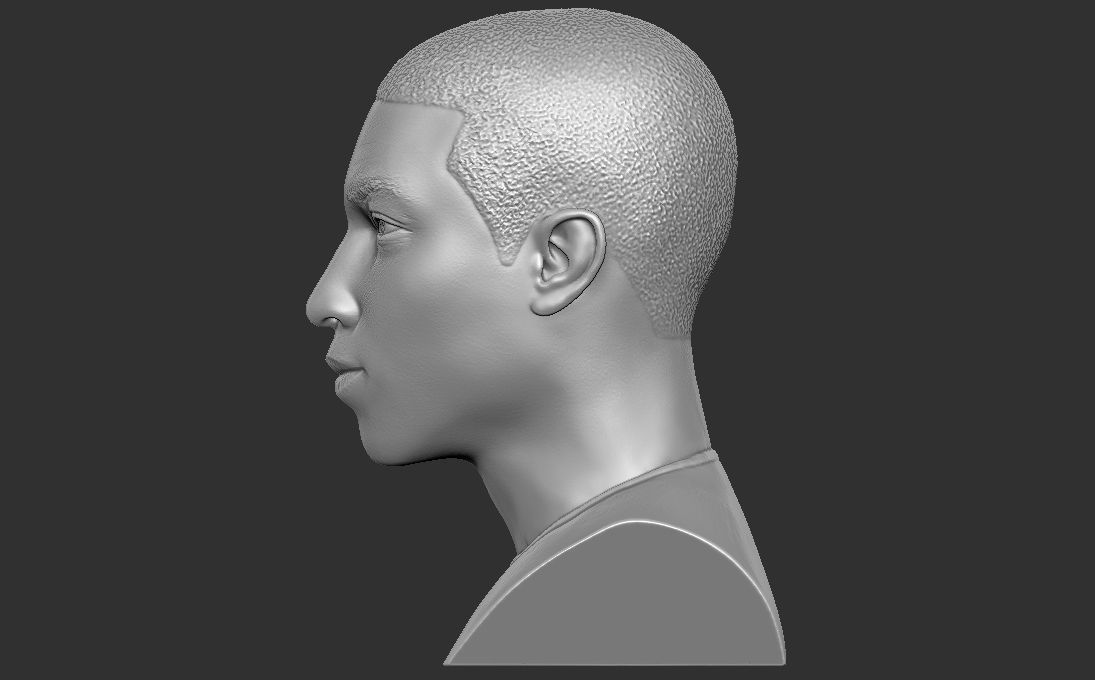 Pharrell Williams bust 3D printing ready stl obj formats 3D print model_9