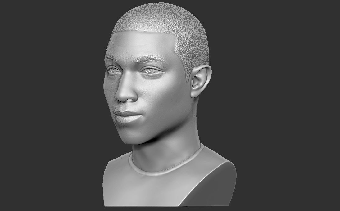 Pharrell Williams bust 3D printing ready stl obj formats 3D print model_7