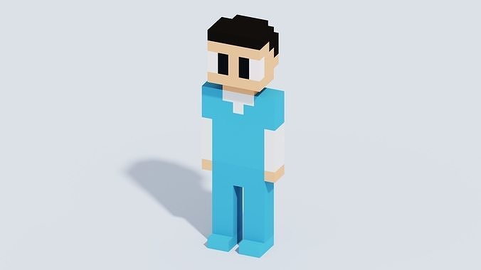Voxel Human T5 Low-poly 3D model