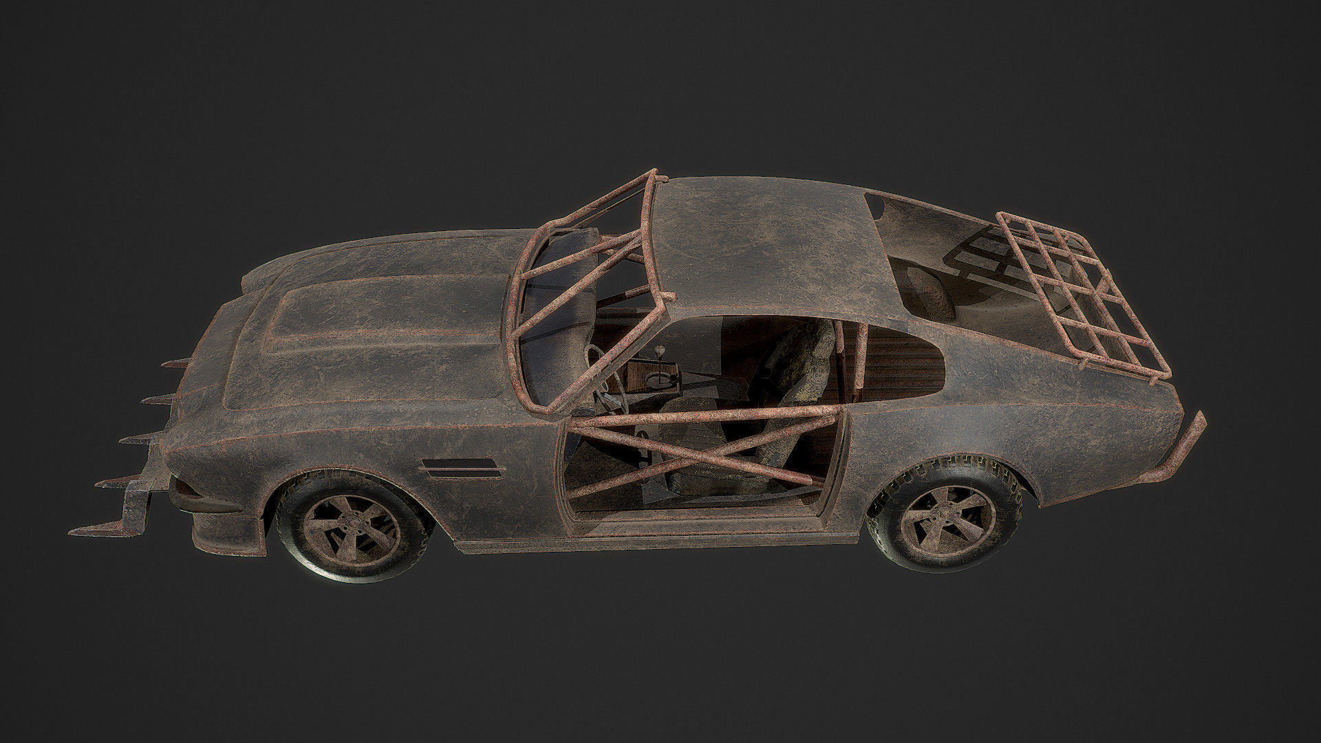 Post Apocalyptic Car Low-poly 3D model_1