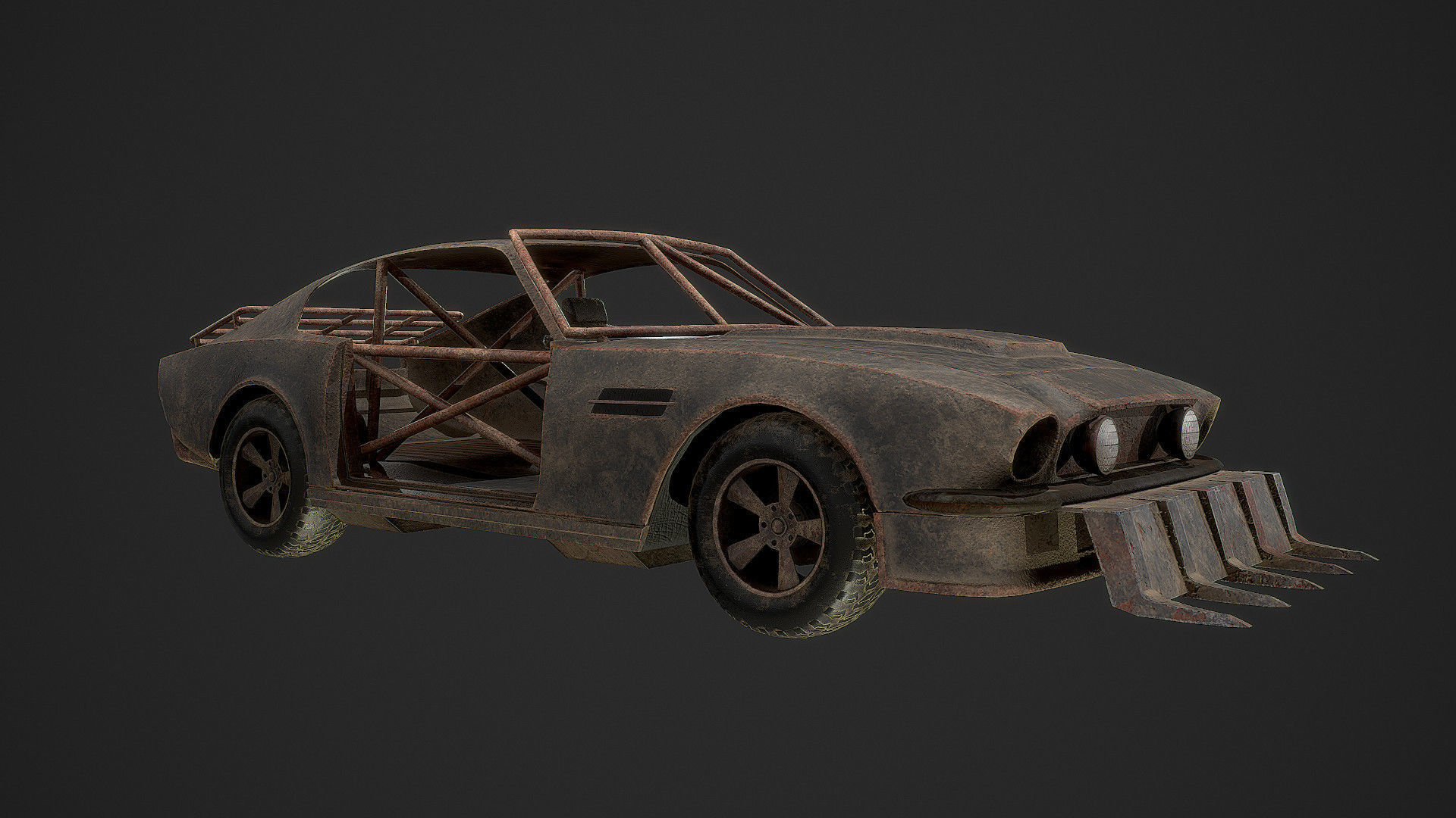 Post Apocalyptic Car Low-poly 3D model_7
