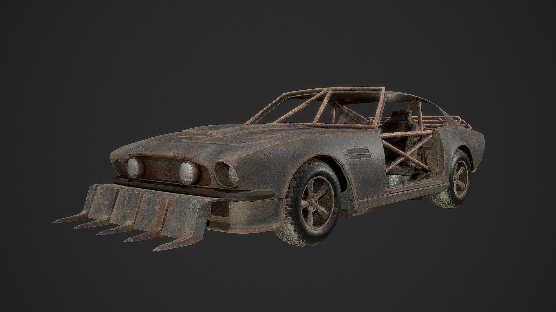 Post Apocalyptic Car Low-poly 3D model_0