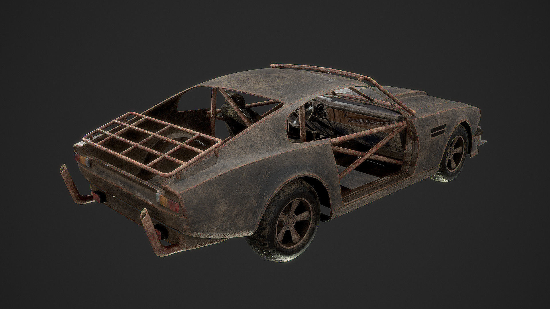 Post Apocalyptic Car Low-poly 3D model_4