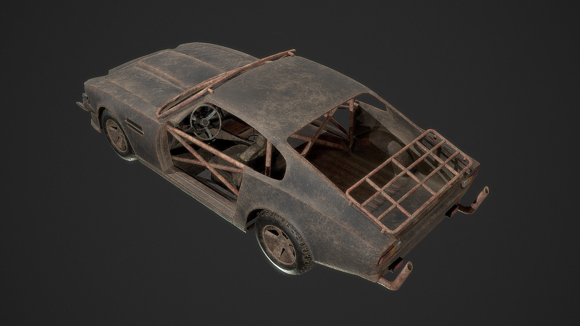 Post Apocalyptic Car Low-poly 3D model_3