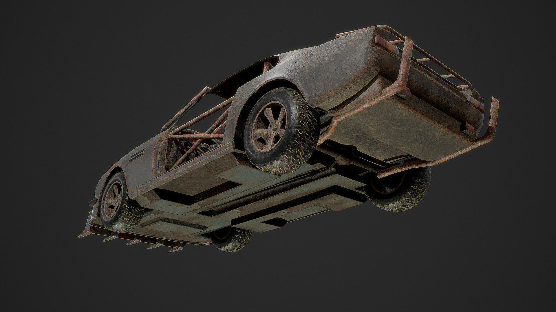 Post Apocalyptic Car Low-poly 3D model_9