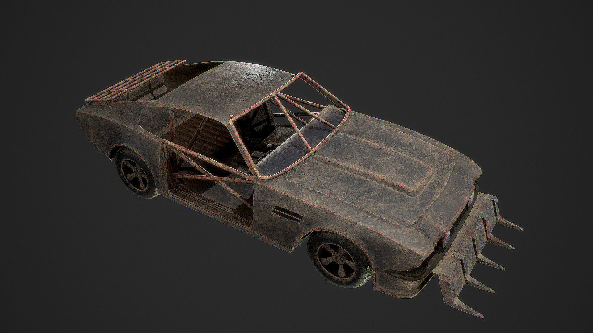 Post Apocalyptic Car Low-poly 3D model_6