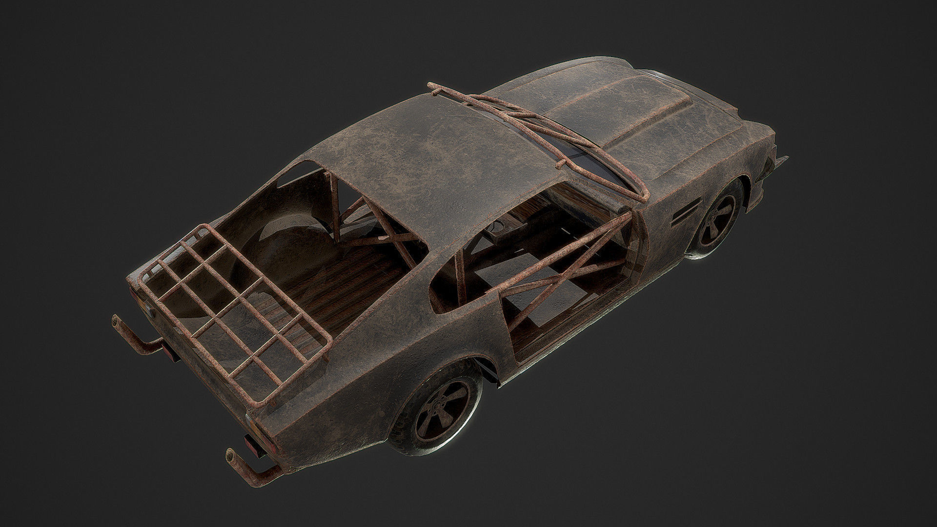 Post Apocalyptic Car Low-poly 3D model_5