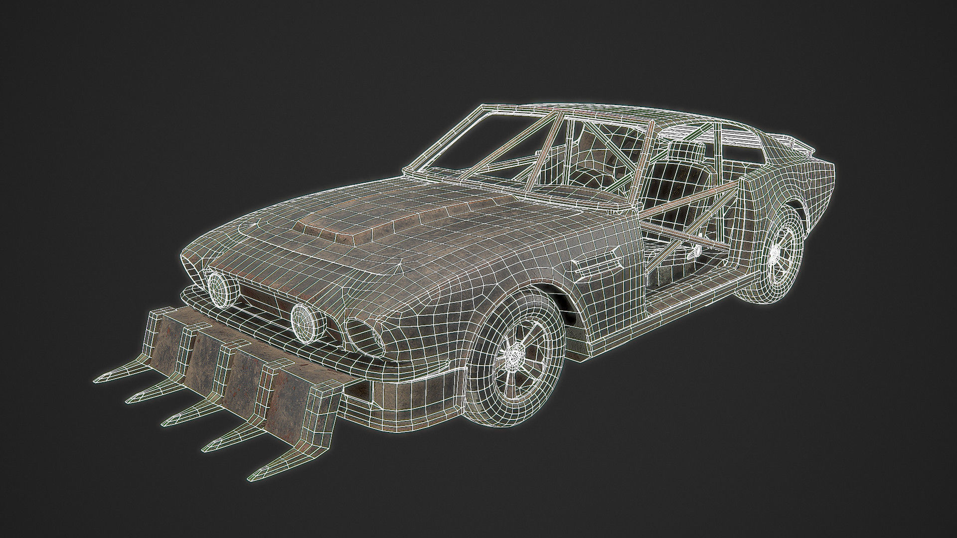 Post Apocalyptic Car Low-poly 3D model_10