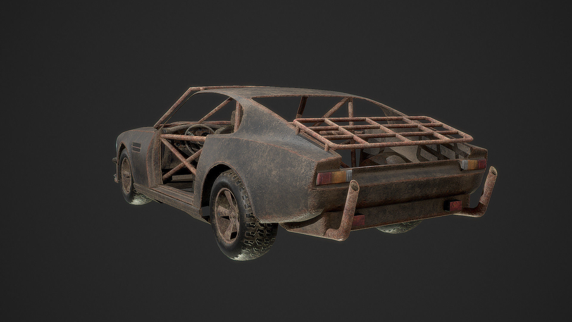 Post Apocalyptic Car Low-poly 3D model_2