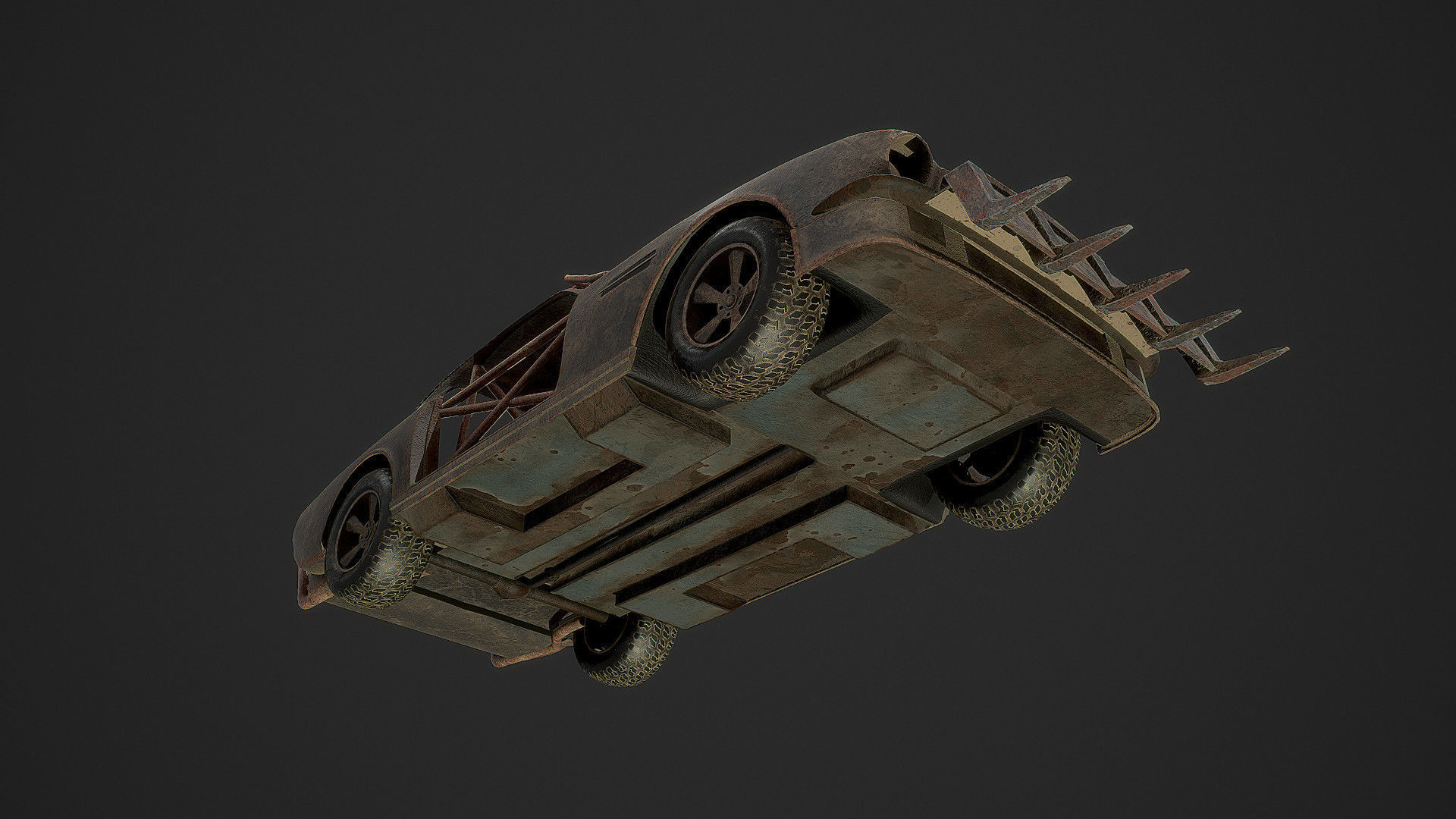 Post Apocalyptic Car Low-poly 3D model_8
