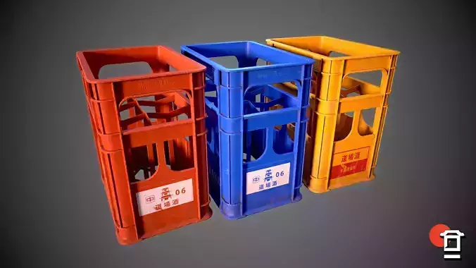 Beer Sake Crate - PBR Game Ready Low-poly 3D model Low-poly 3D model