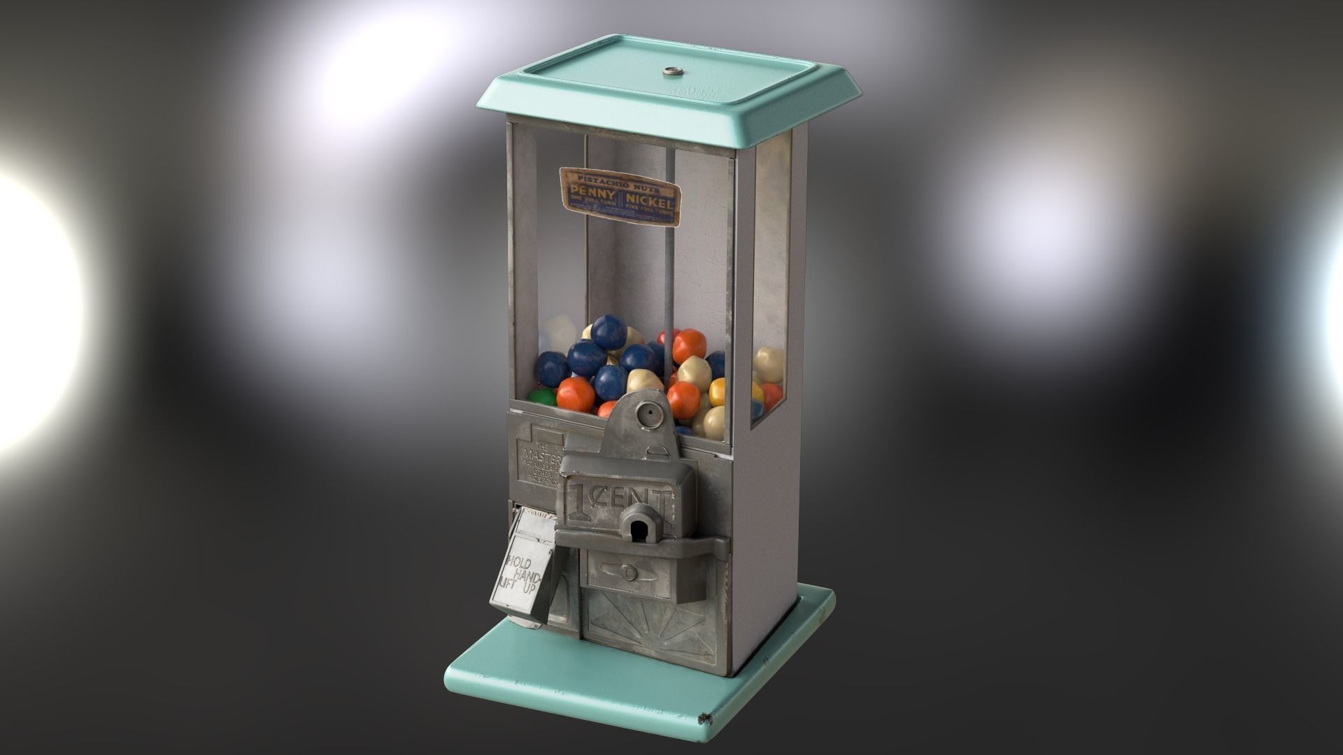 Old gum machine Low-poly 3D model_0