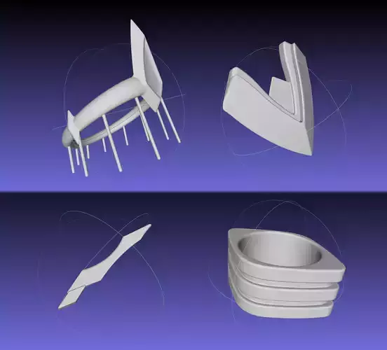 Kill La Kill Junketsu Armor Thigh Arm Wrist And Hairclip 3D print model