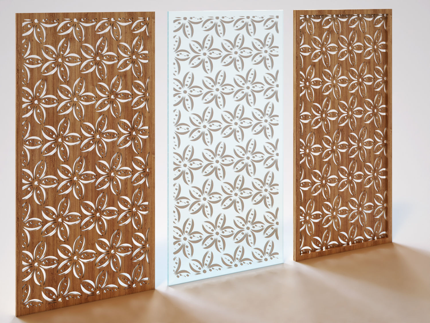Partition three wooden panels 3D model_1