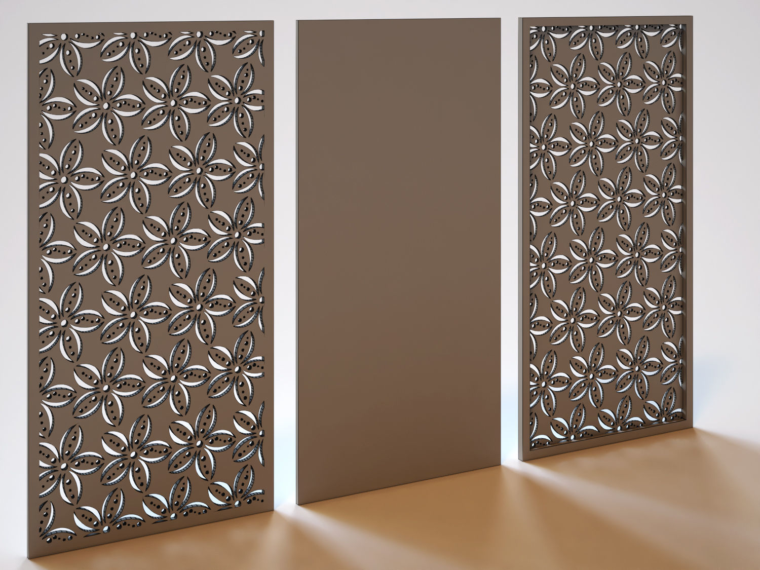 Partition three wooden panels 3D model_3