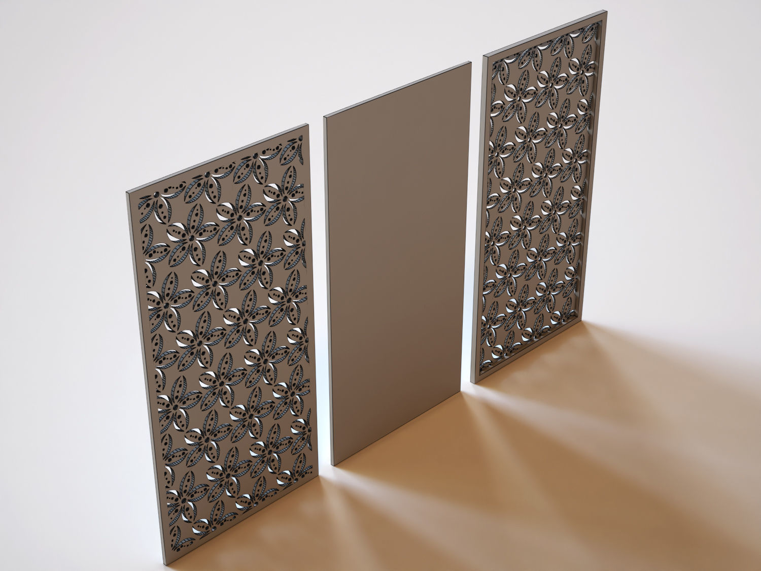 Partition three wooden panels 3D model_2