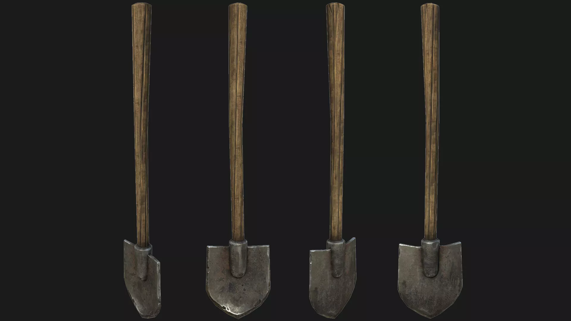 Wooden Shovel Excavation Farmers Tool Low-poly 3D model