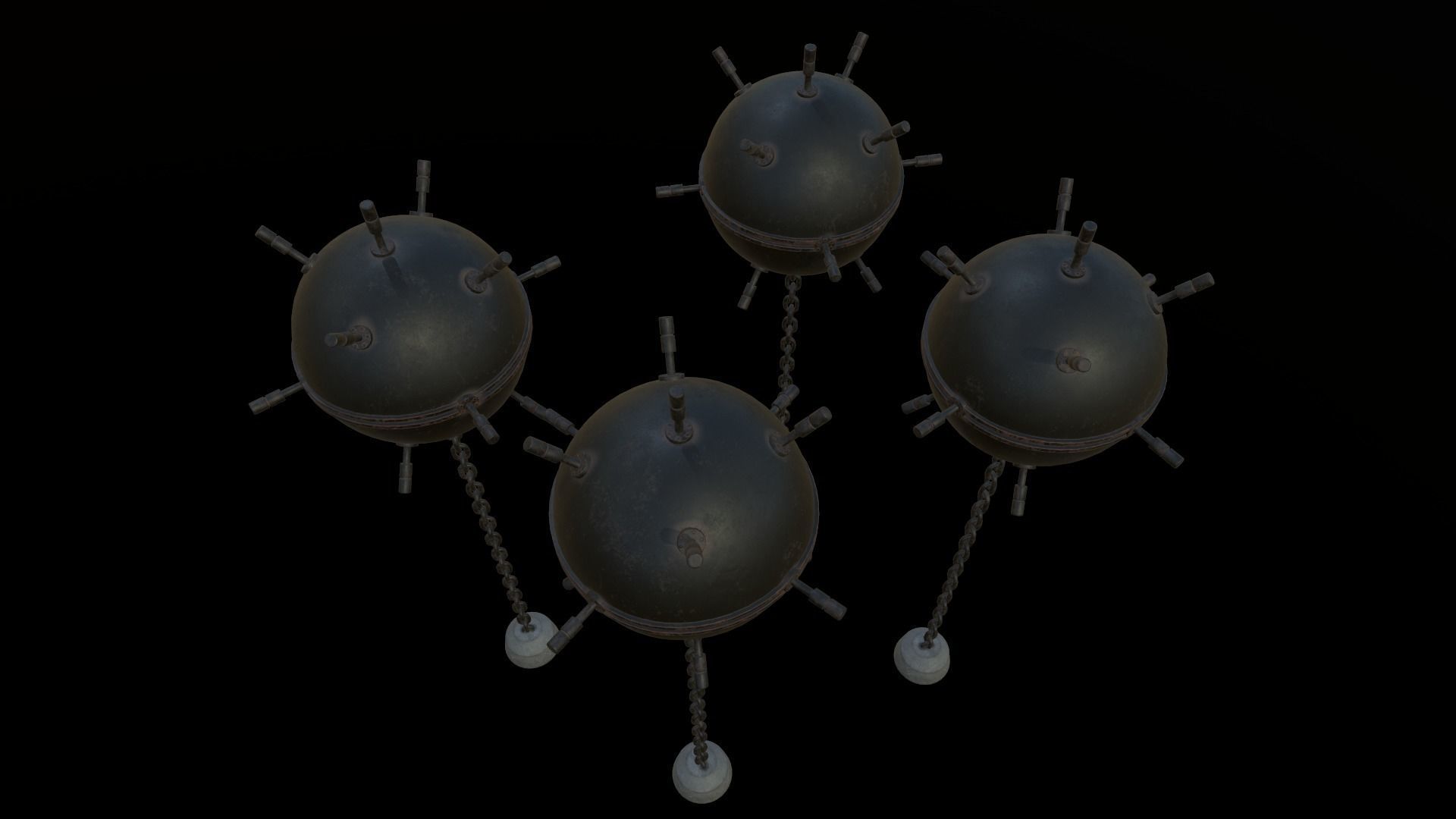 Sea mine Low-poly 3D model