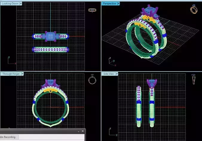 Verragio engagement ring and band ring 3D print model