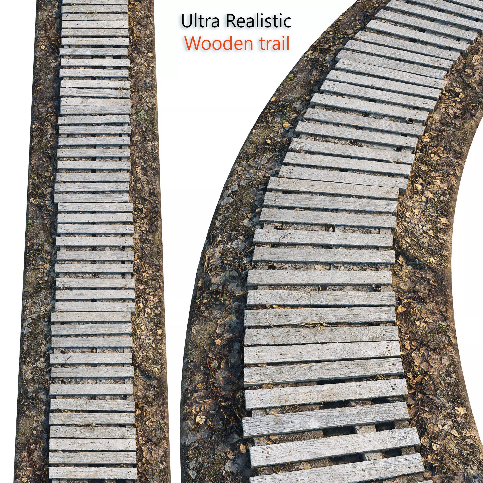 Ultra realistic Wooden trail HQ 3D model
