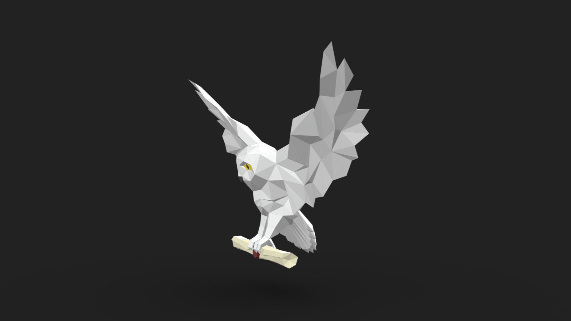 snowy owl low poly 3D print model_1