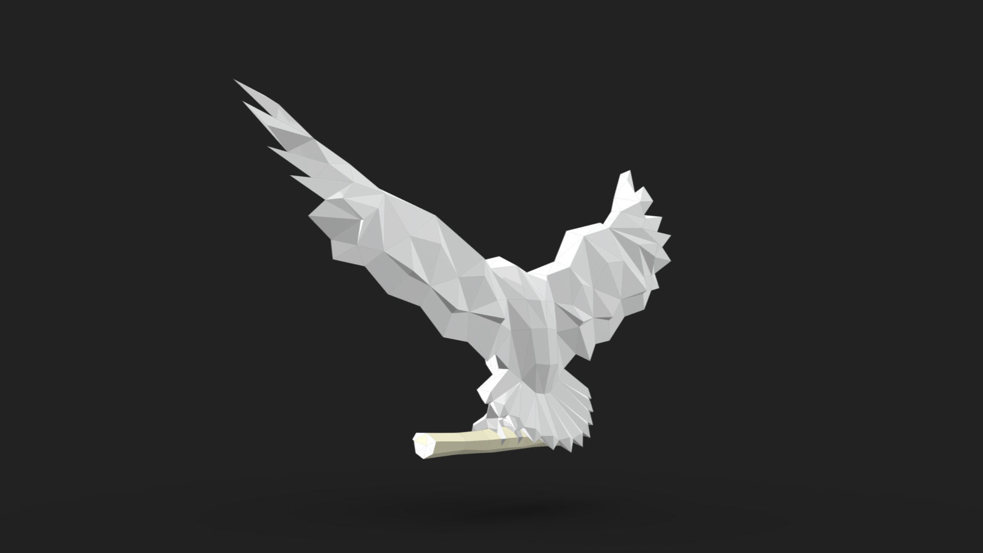 snowy owl low poly 3D print model_3
