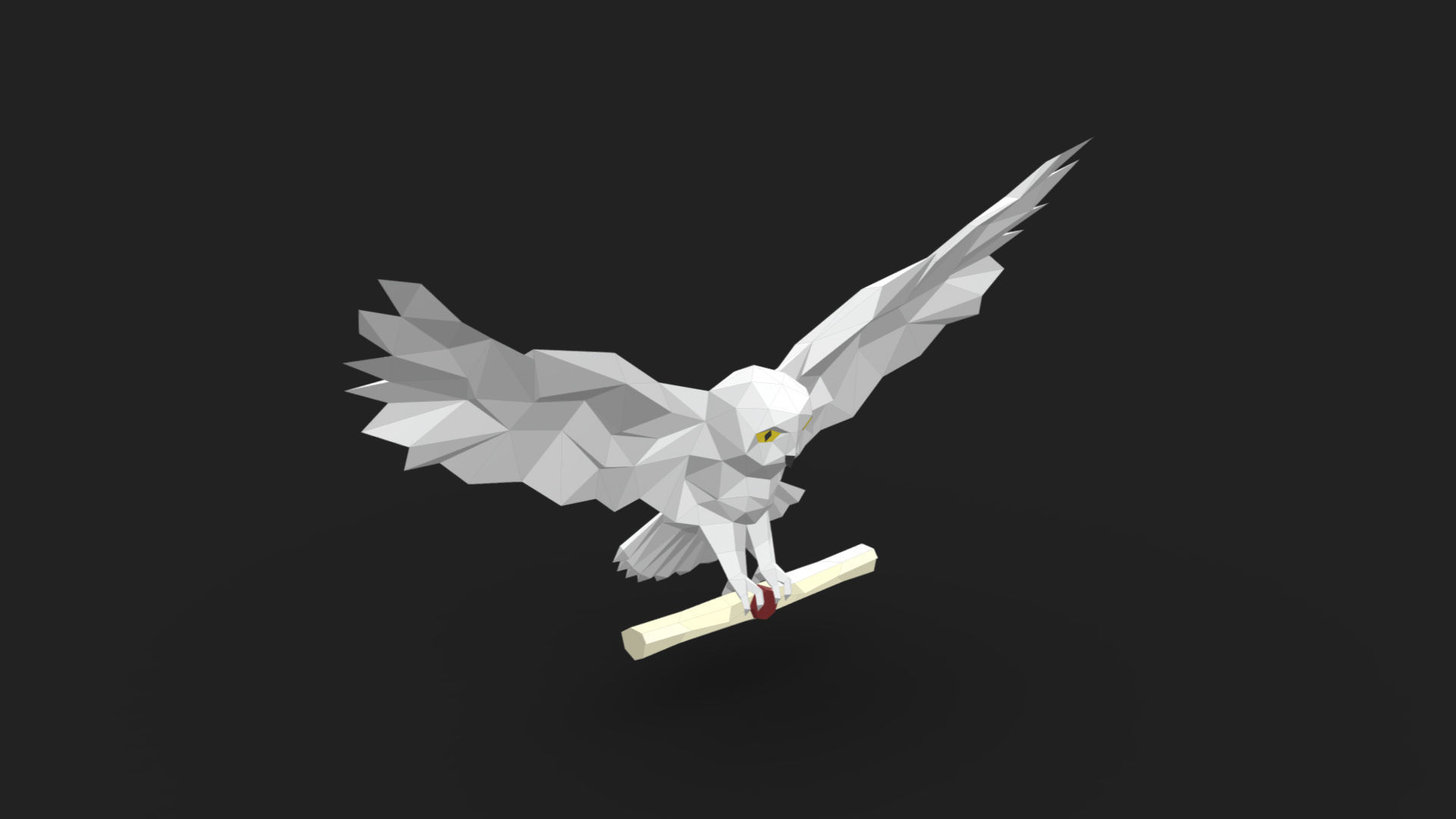 snowy owl low poly 3D print model_5