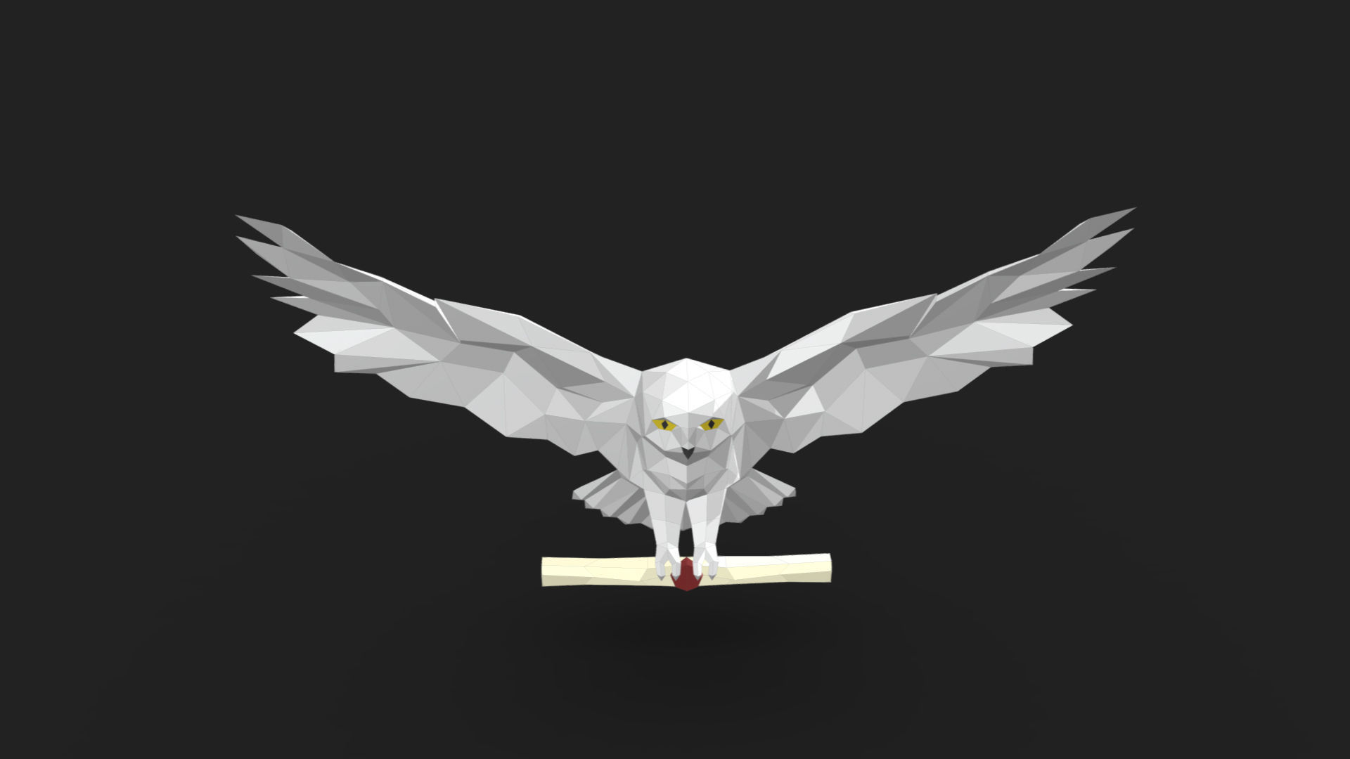 snowy owl low poly 3D print model_6