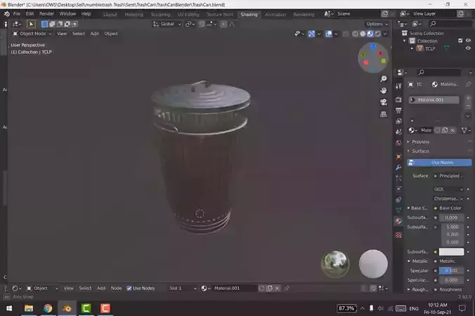 Low Poly Trash Can  Low-poly 3D model