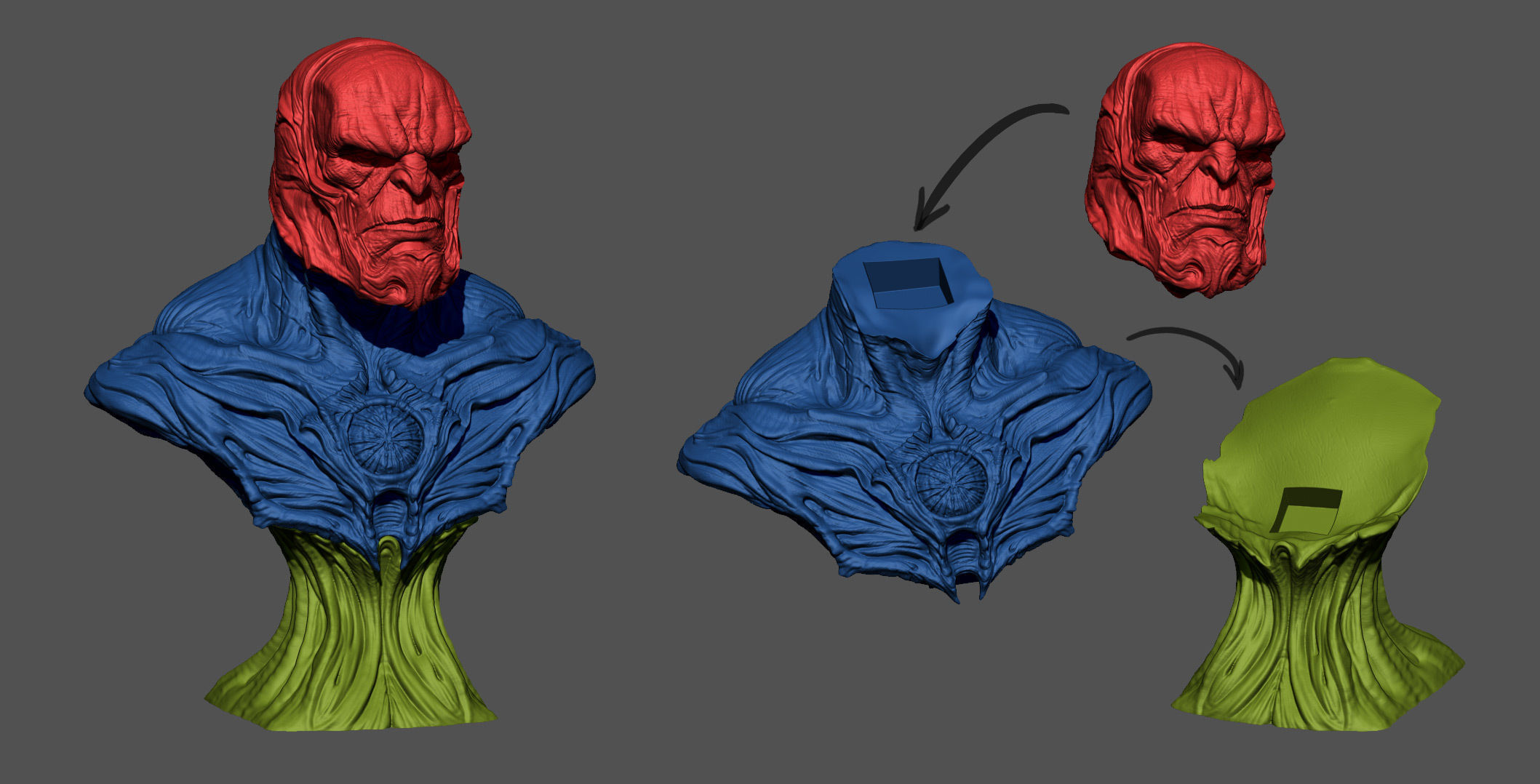 Darkseid bust Number 2 Ready for printing 3D print model_4