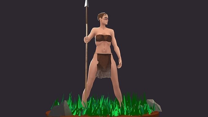 Amazon Female Spear Low-poly 3D model