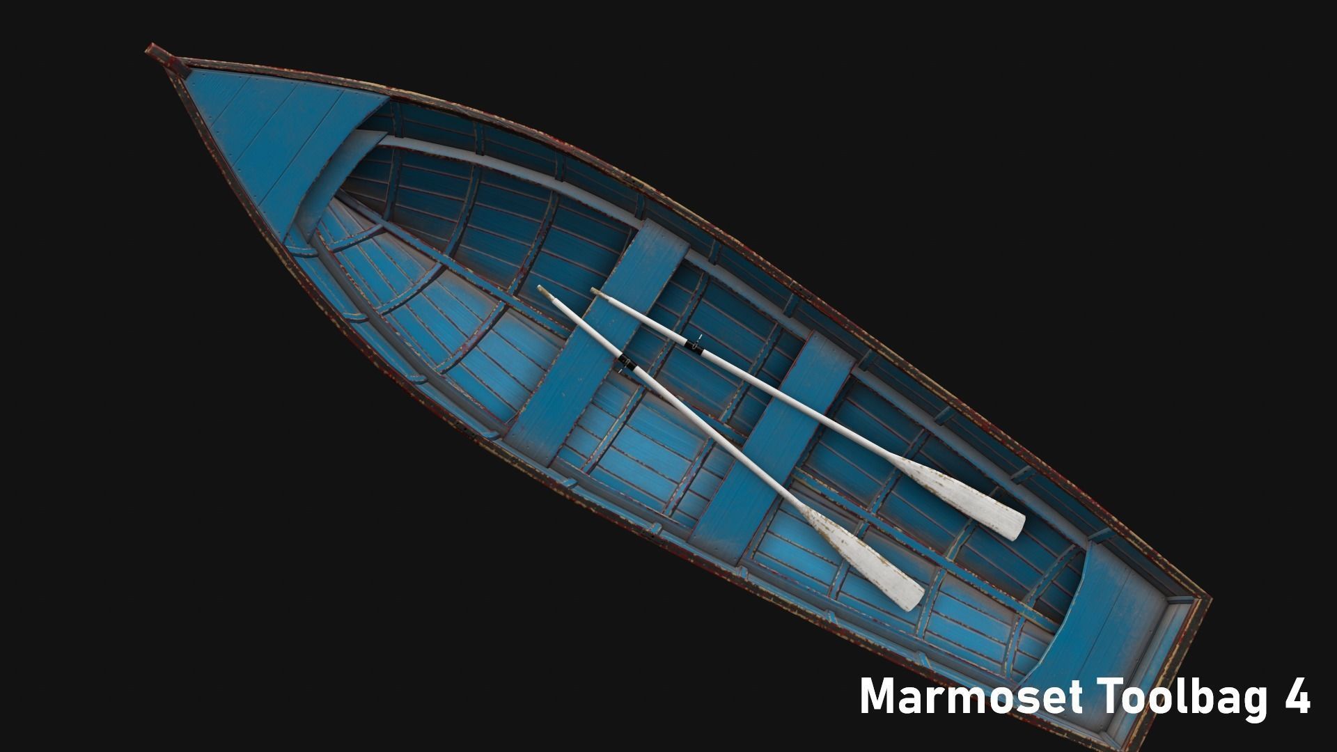 Wooden boat Low-poly 3D model_8