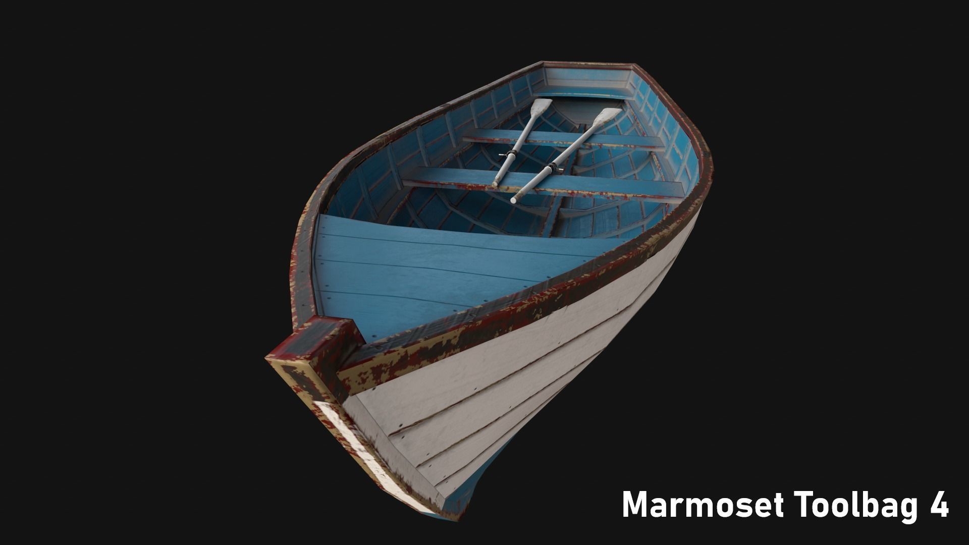 Wooden boat Low-poly 3D model_9