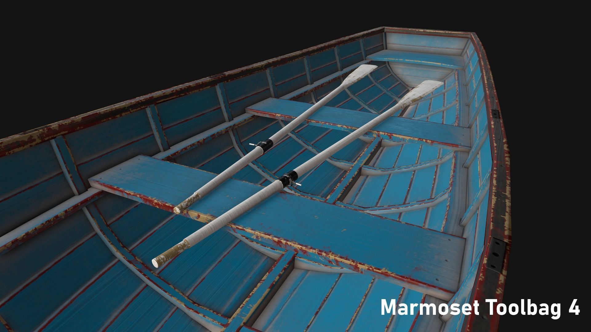 Wooden boat Low-poly 3D model_5