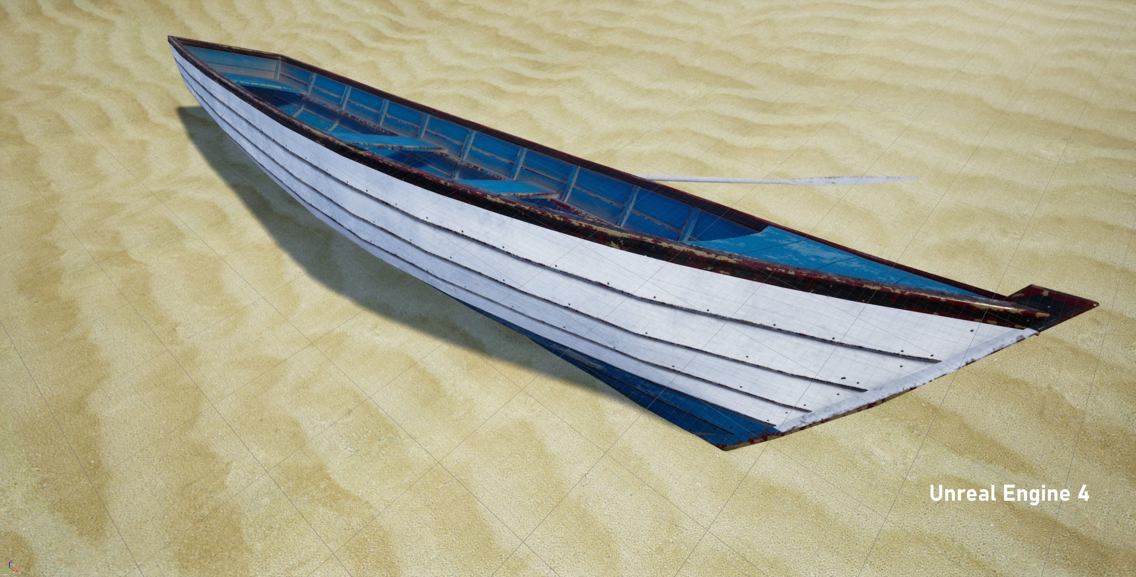 Wooden boat Low-poly 3D model_26