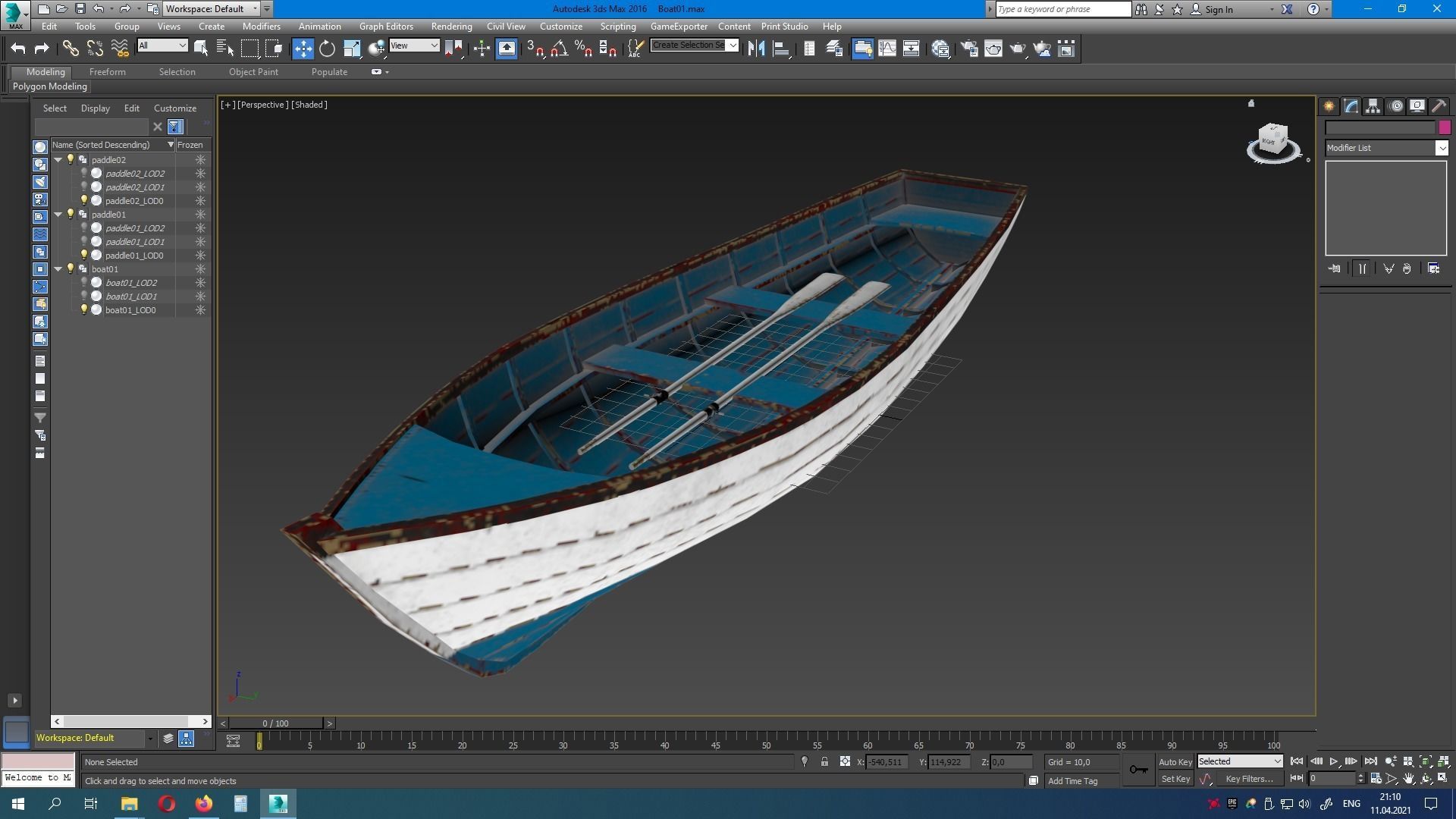 Wooden boat Low-poly 3D model_23