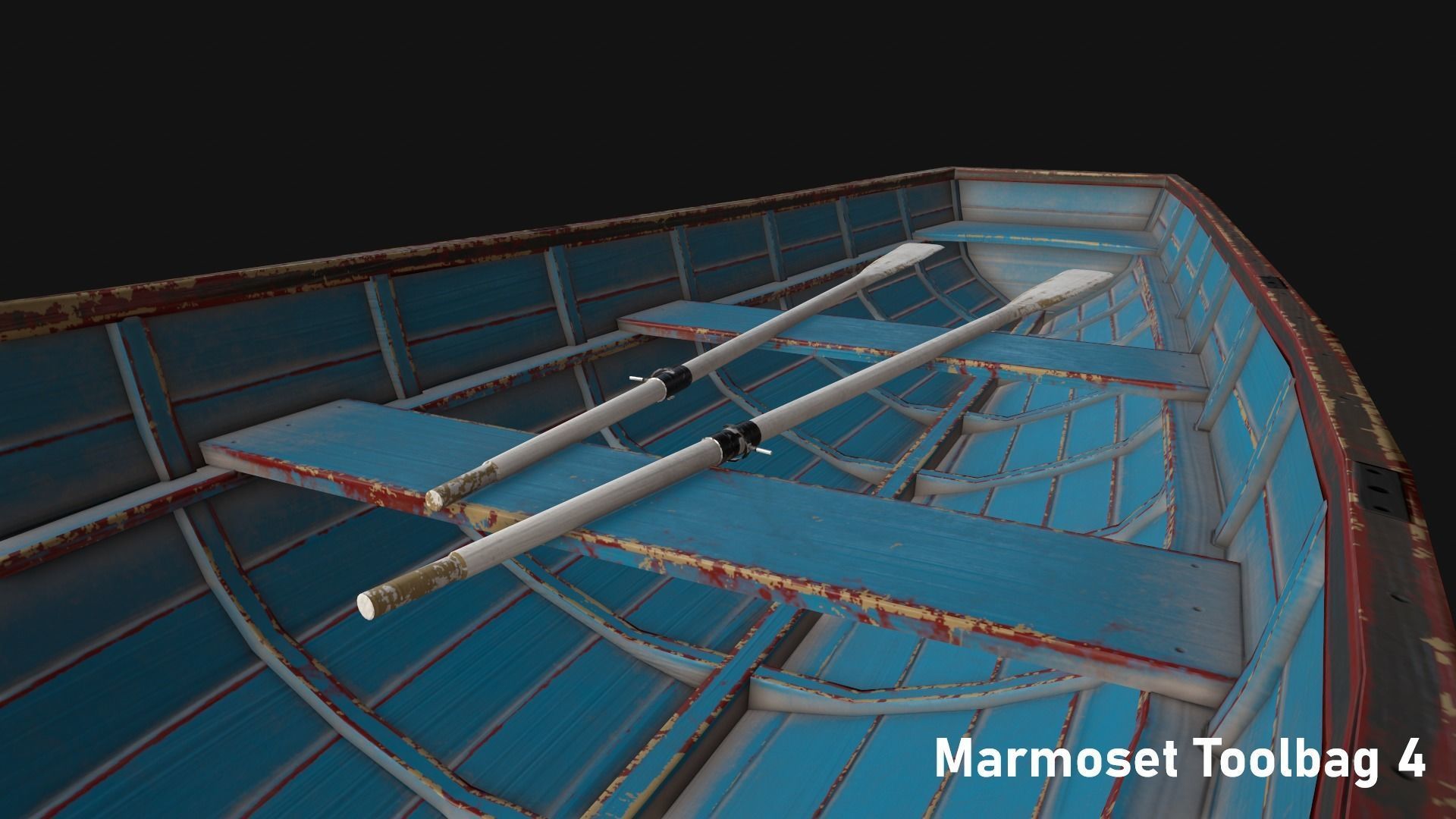 Wooden boat Low-poly 3D model_6
