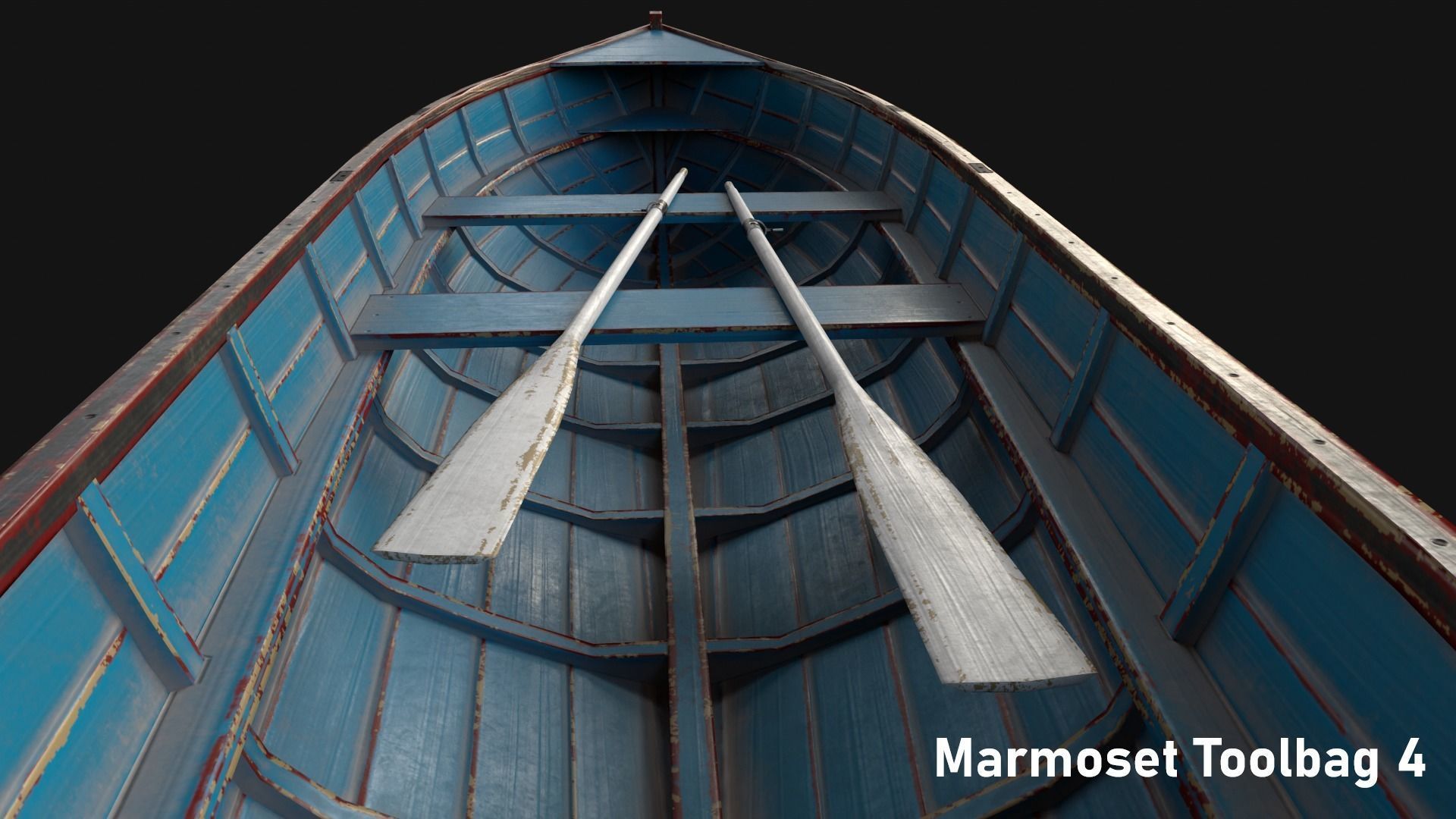 Wooden boat Low-poly 3D model_10