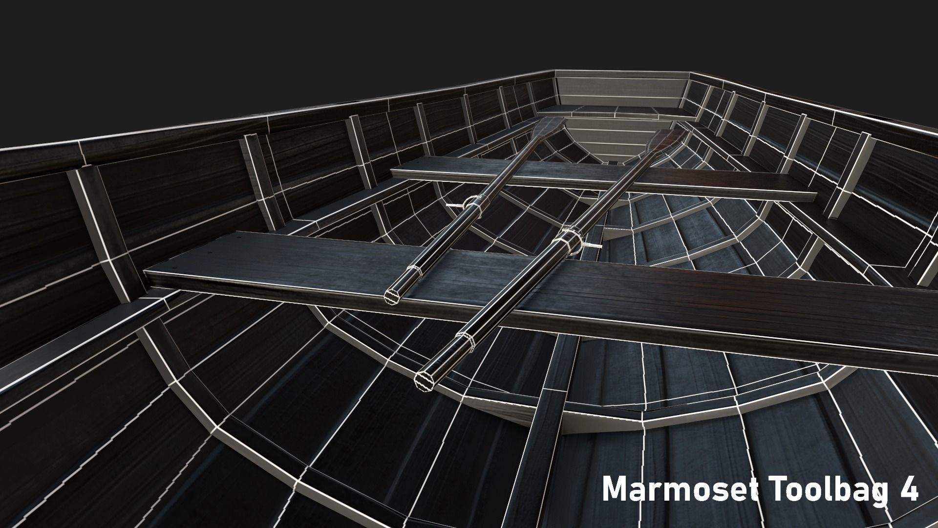Wooden boat Low-poly 3D model_14