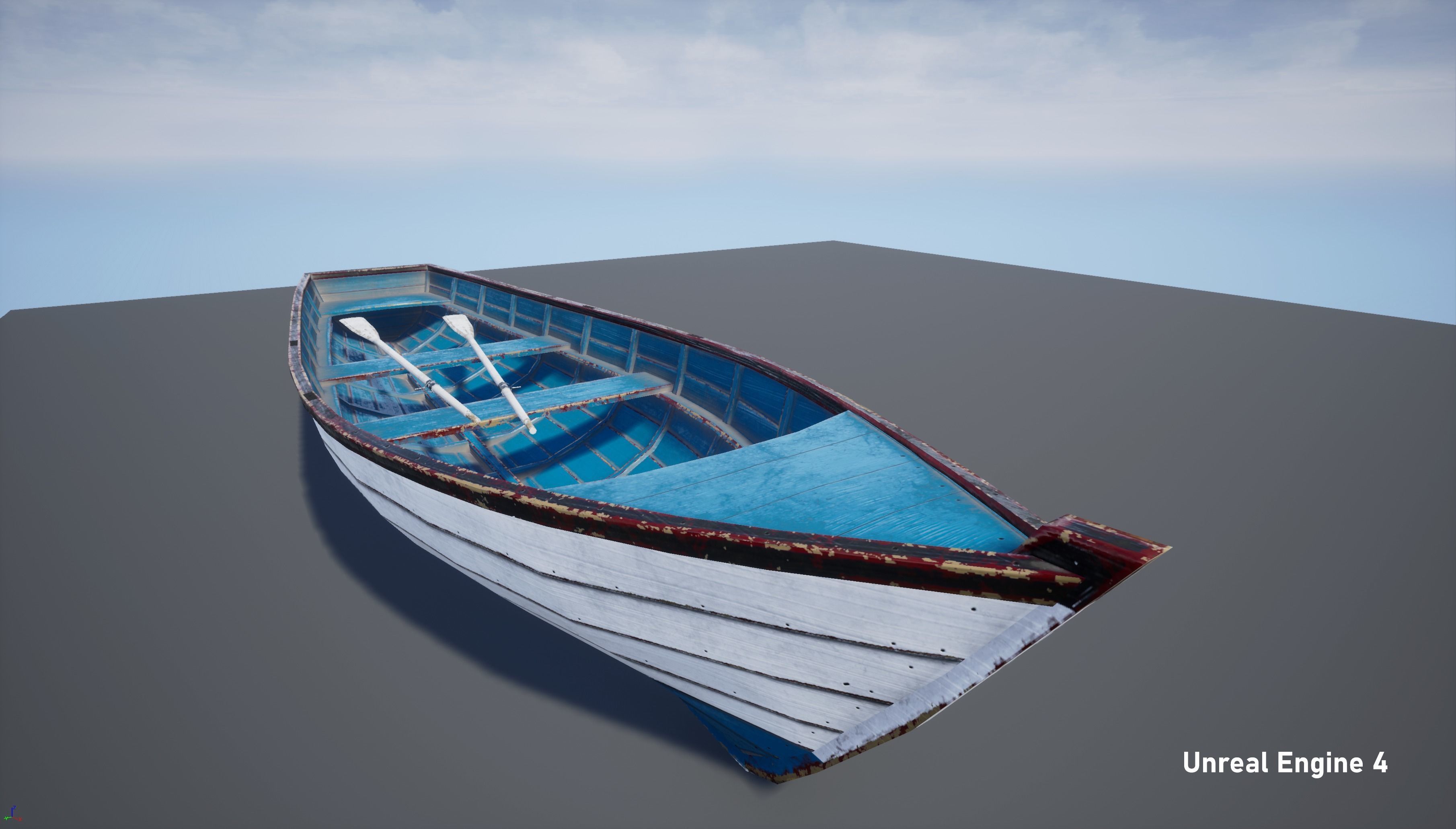 Wooden boat Low-poly 3D model_20