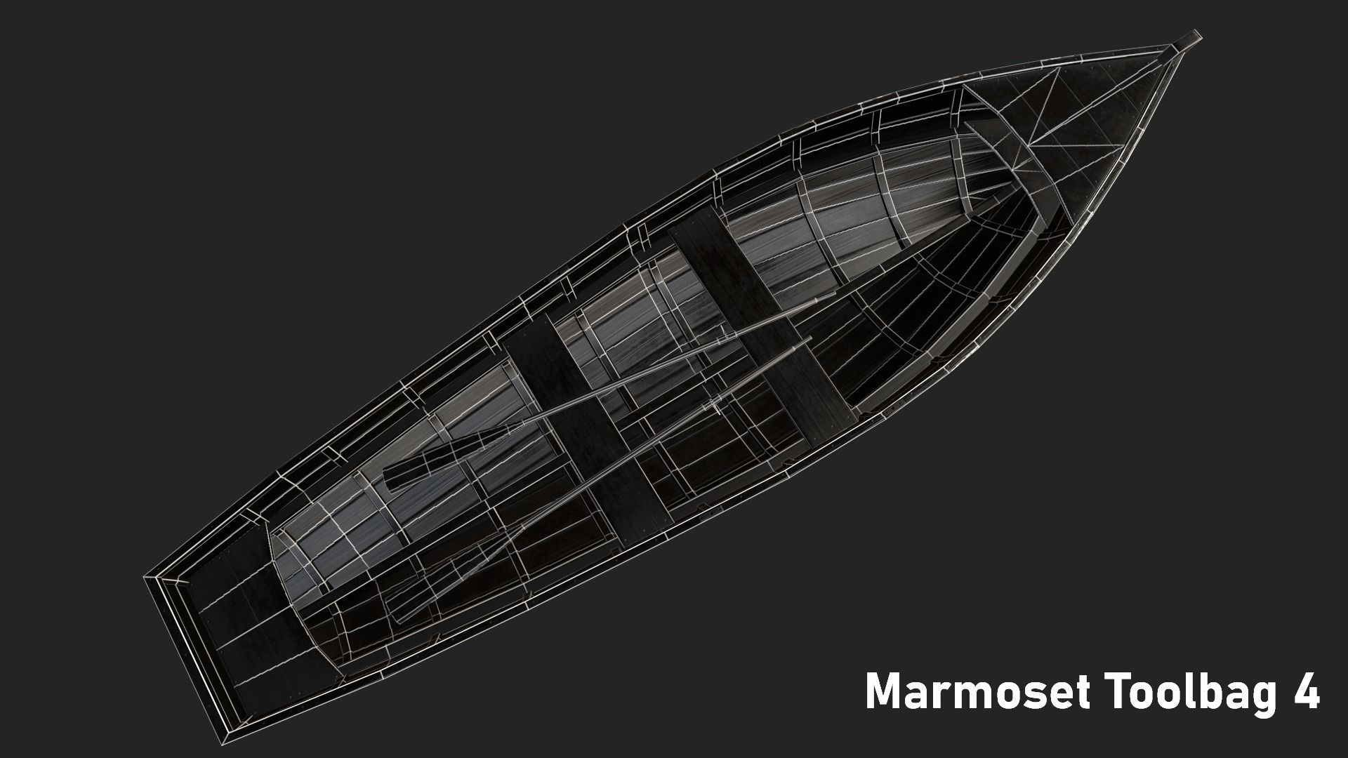 Wooden boat Low-poly 3D model_15